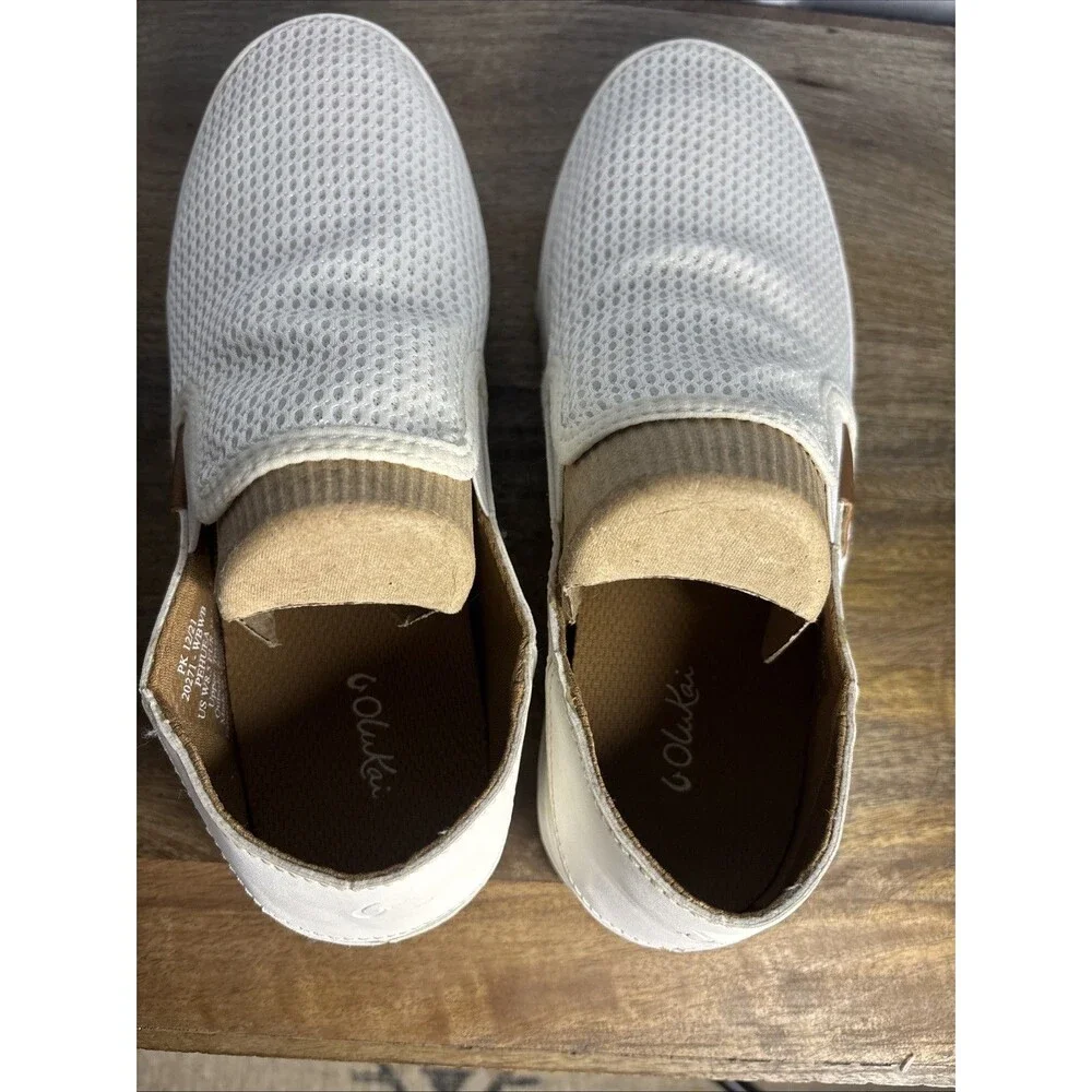 Olukai Pehuea Women's Size 8.5 US Slip On Sneaker Mesh White Casual EUC